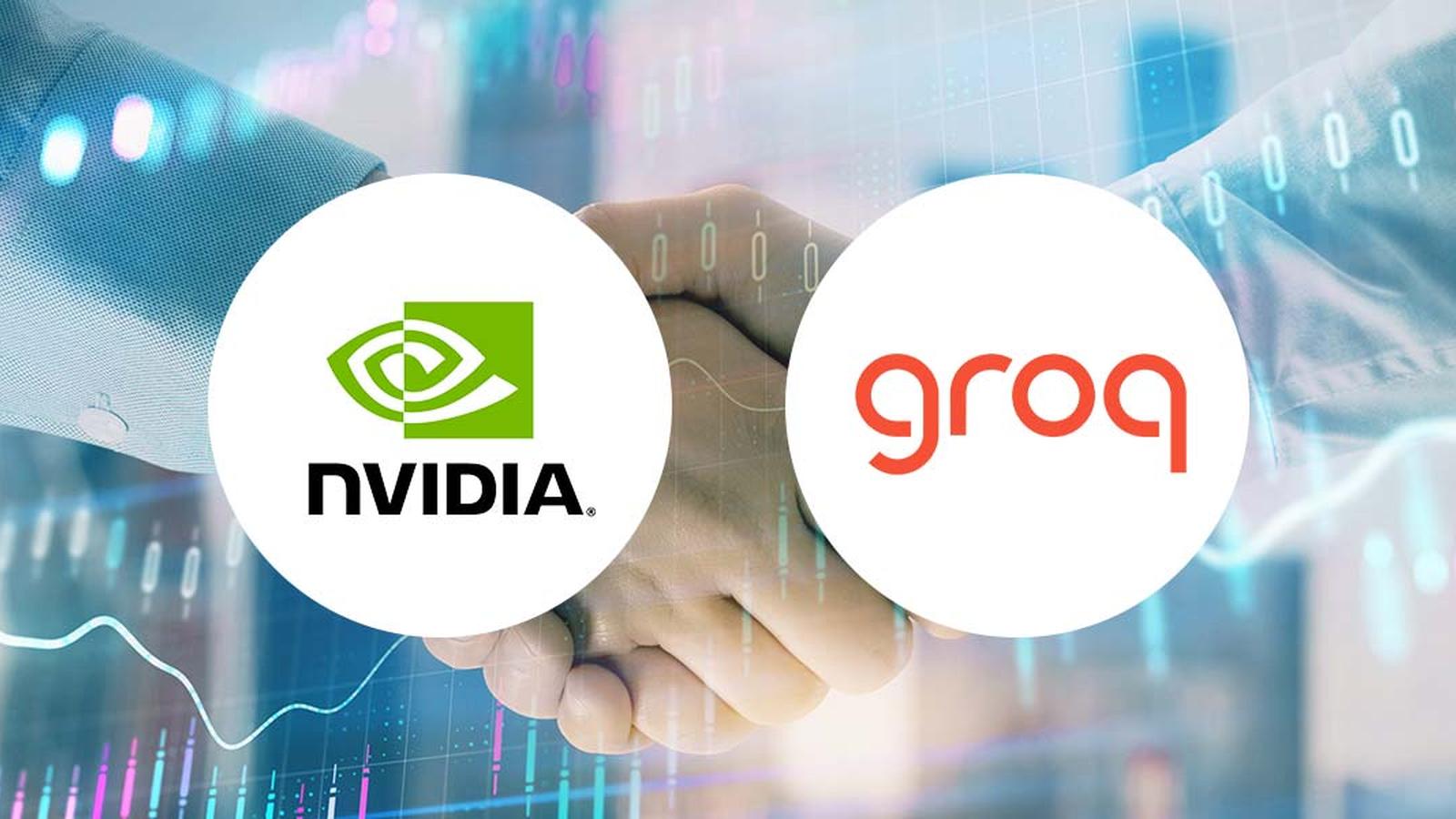 Nvidia and Groq chip illustration
