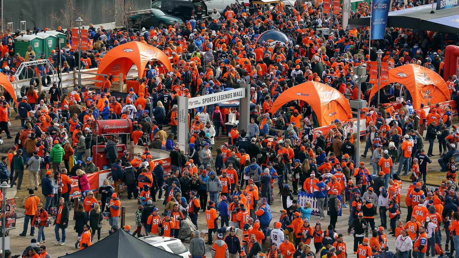 Denver Broncos and Buffalo Bills helmets