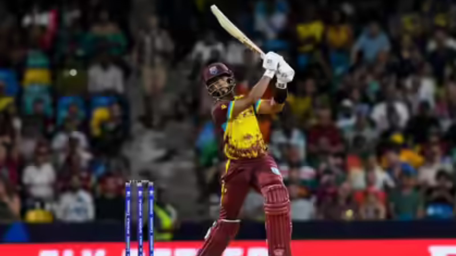 Cricket bat, ball, and stumps on a field