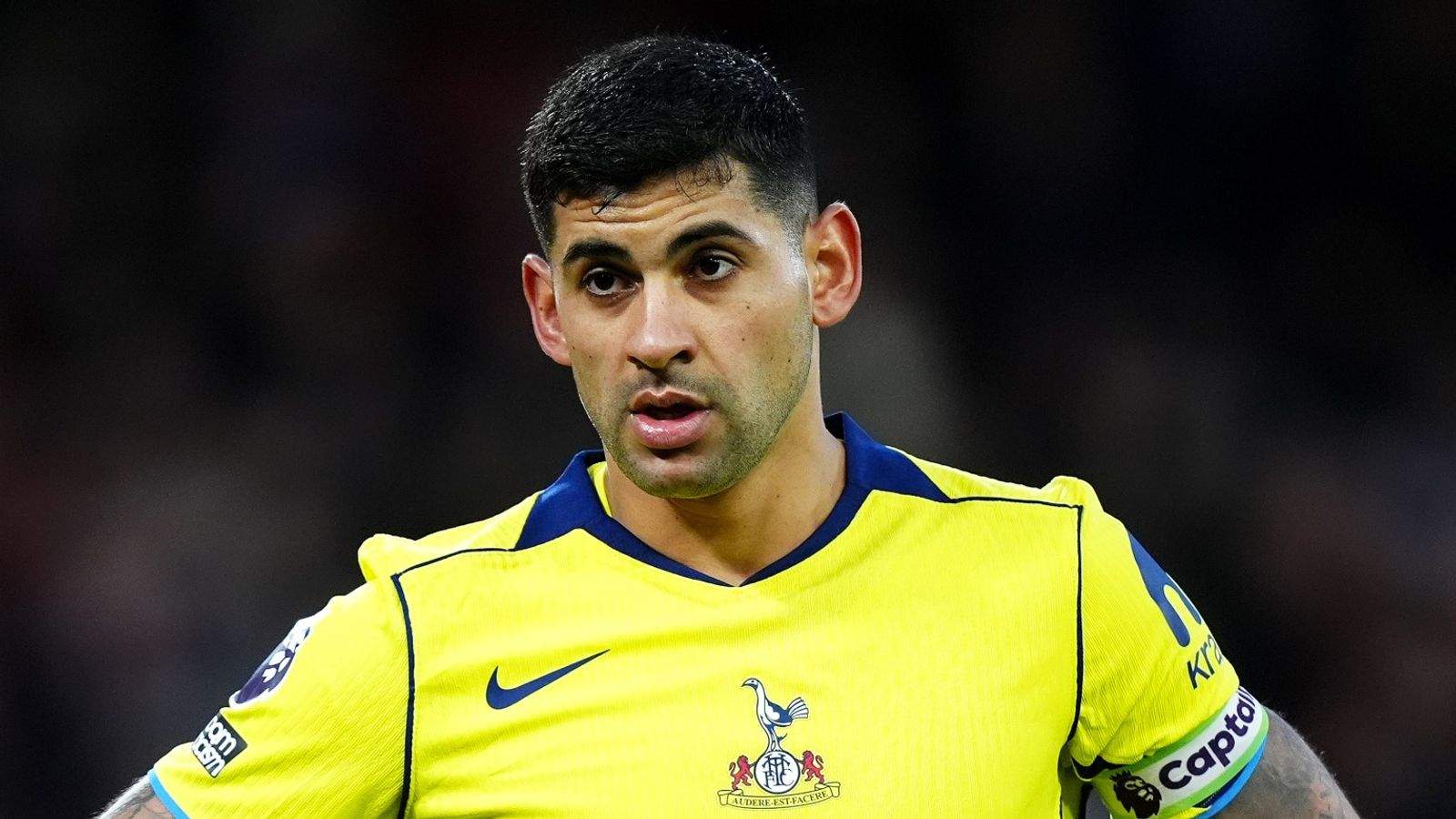 Tottenham player Cristian Romero on field