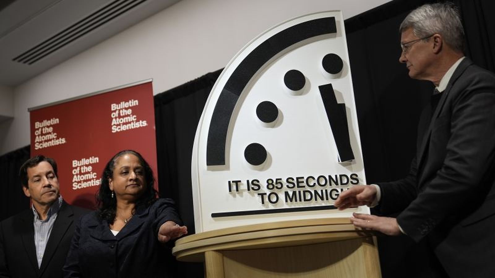 Doomsday Clock face near midnight