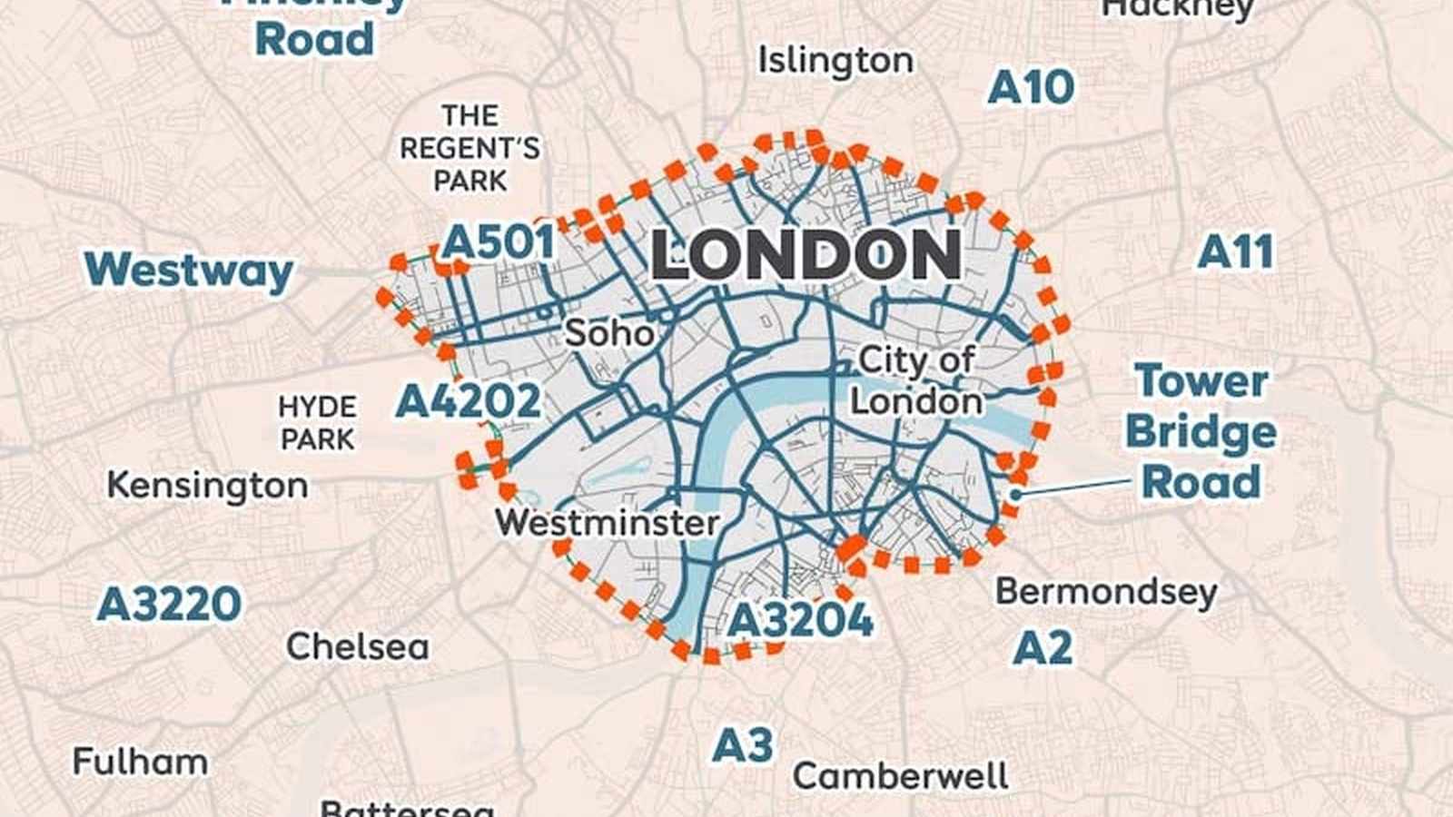 Urban congestion charge zones