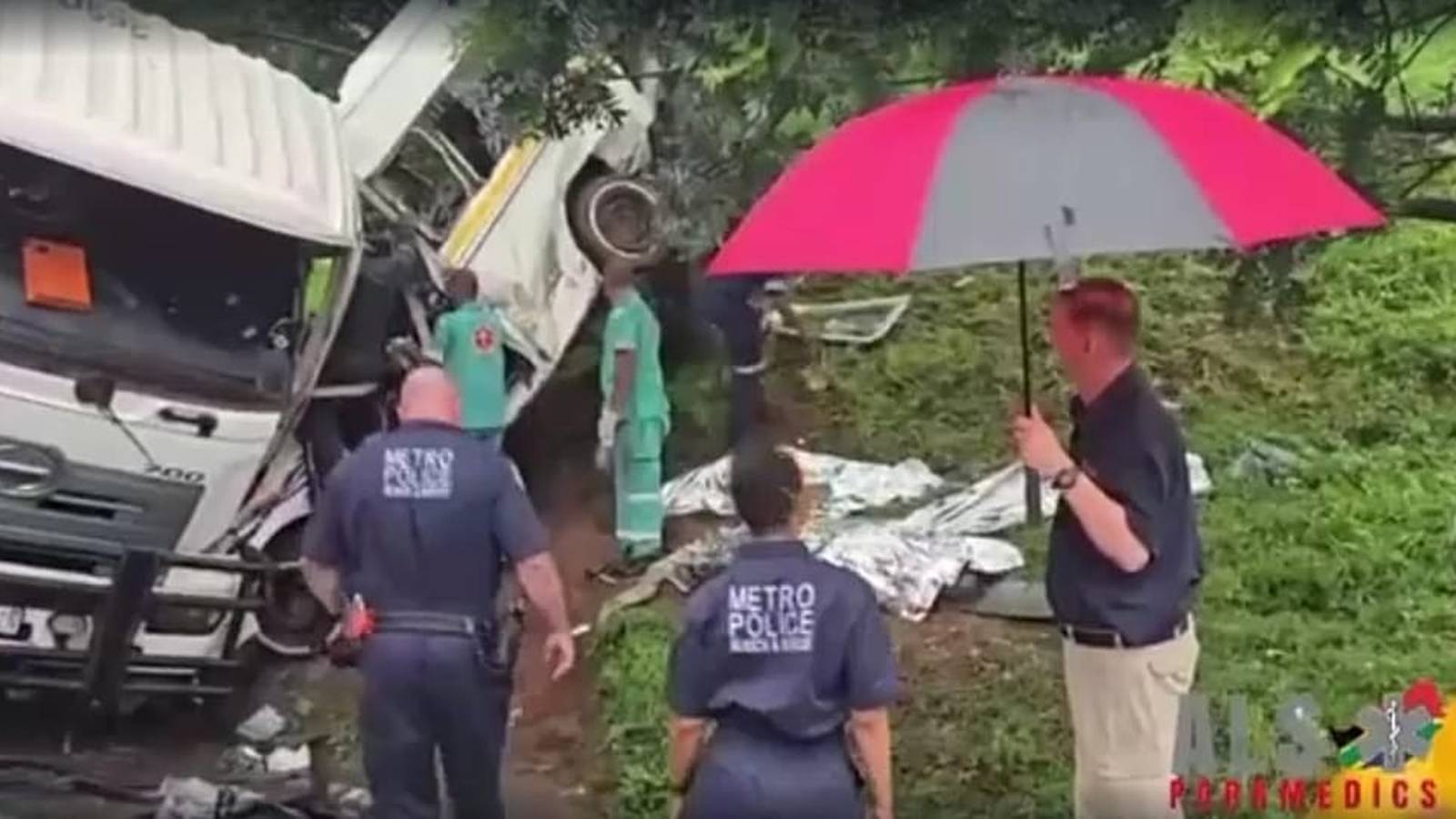 Damaged minibus taxi after collision