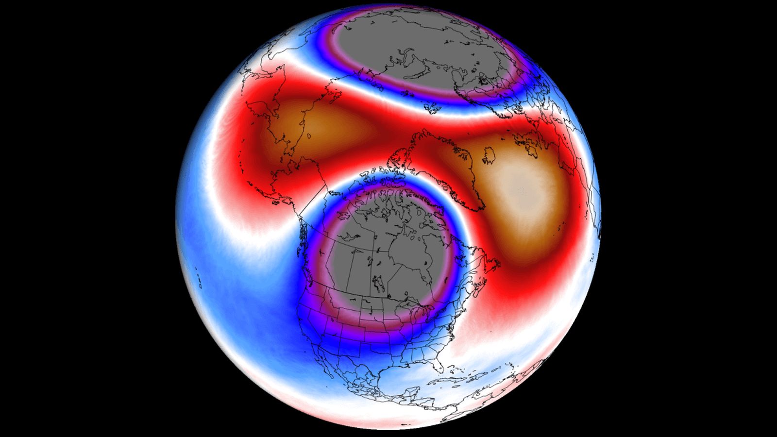 Split Polar Vortex over Northern Hemisphere