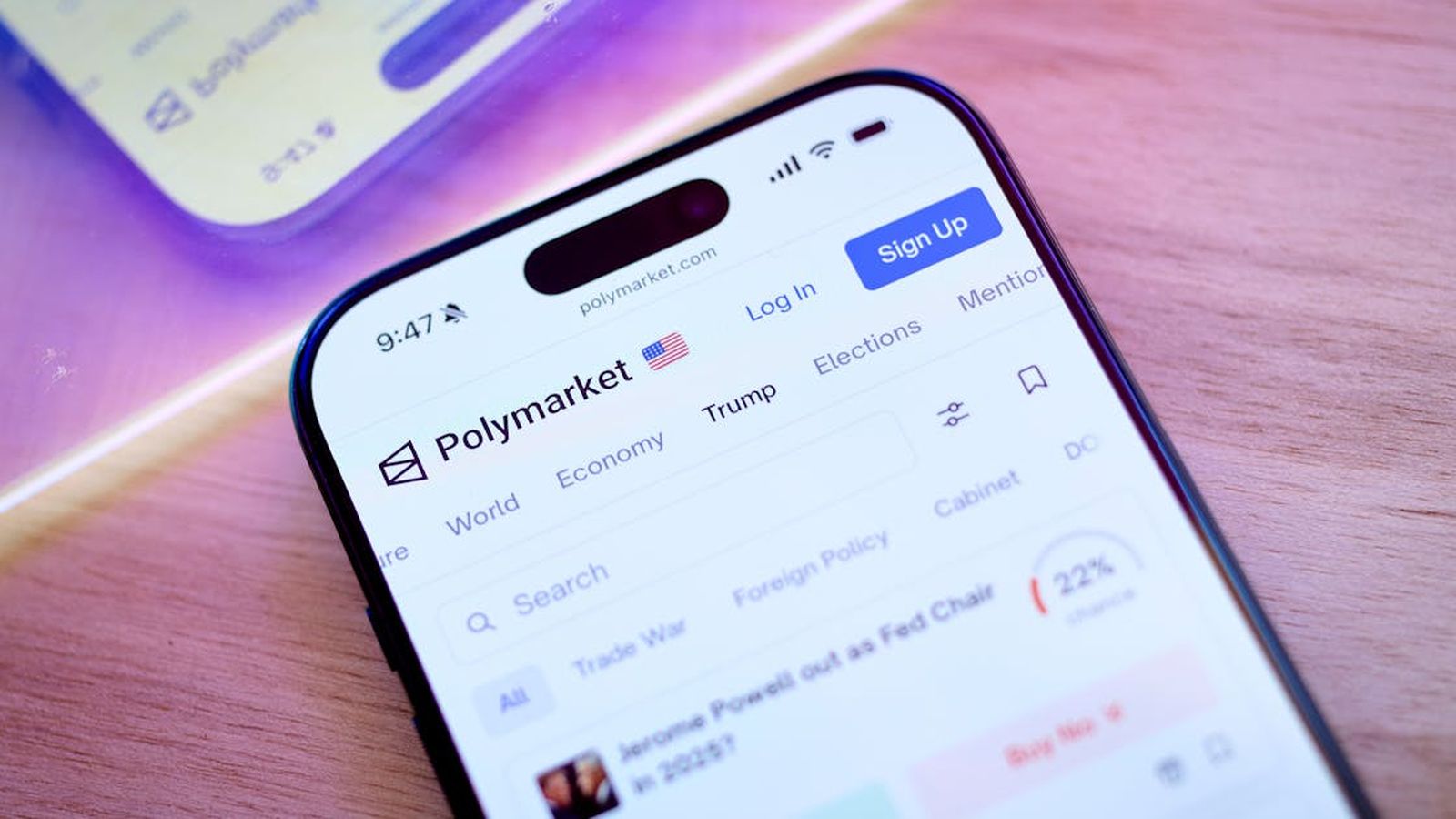 Polymarket prediction market interface