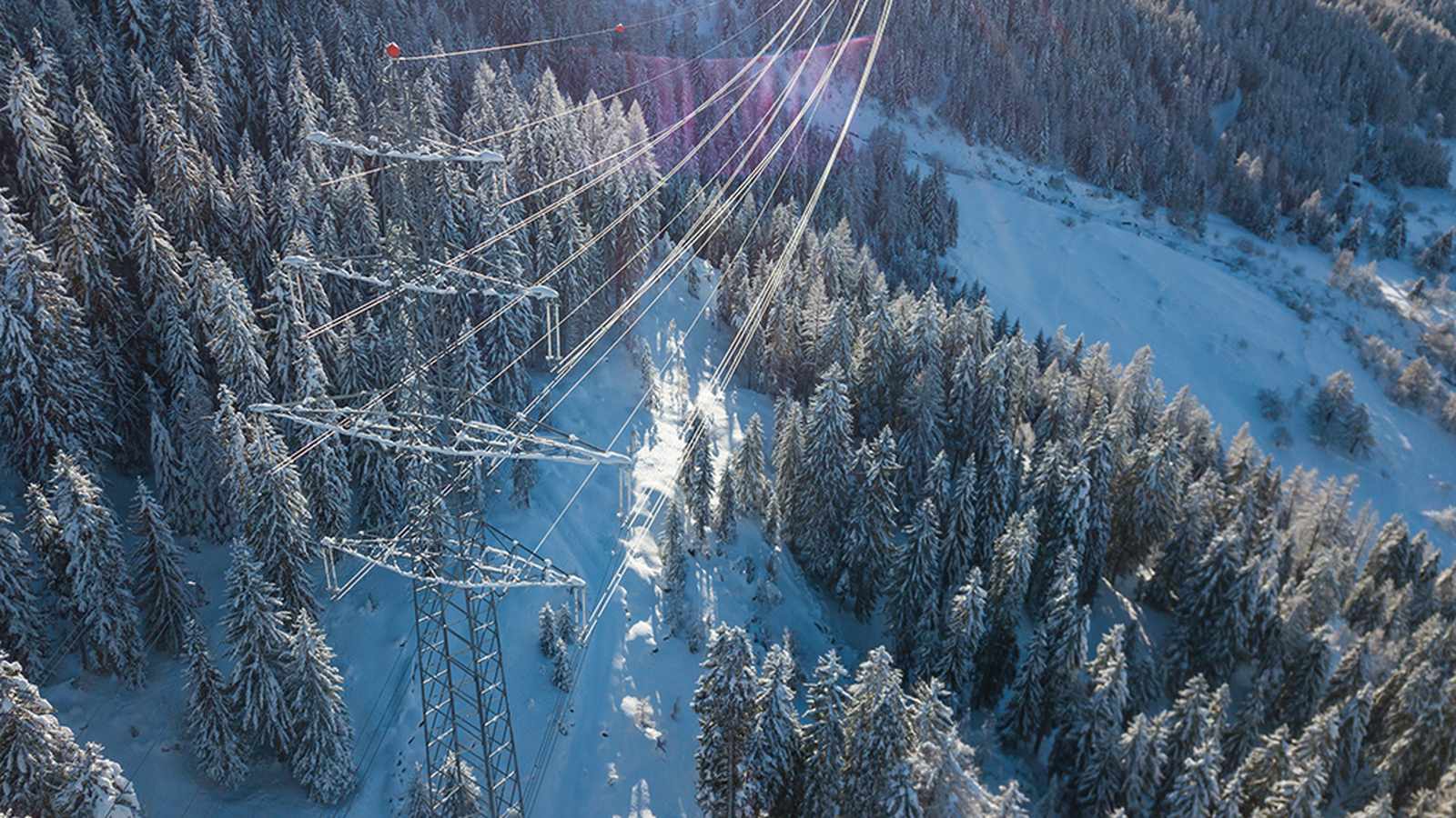 Overhead power lines rural area