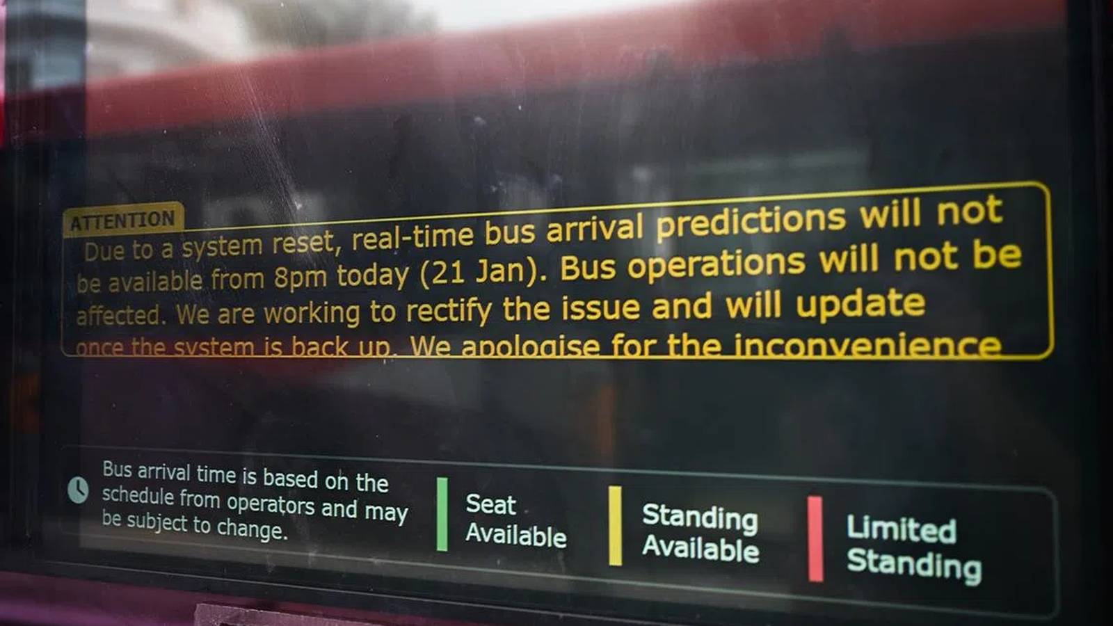 Digital bus stop display showing timings