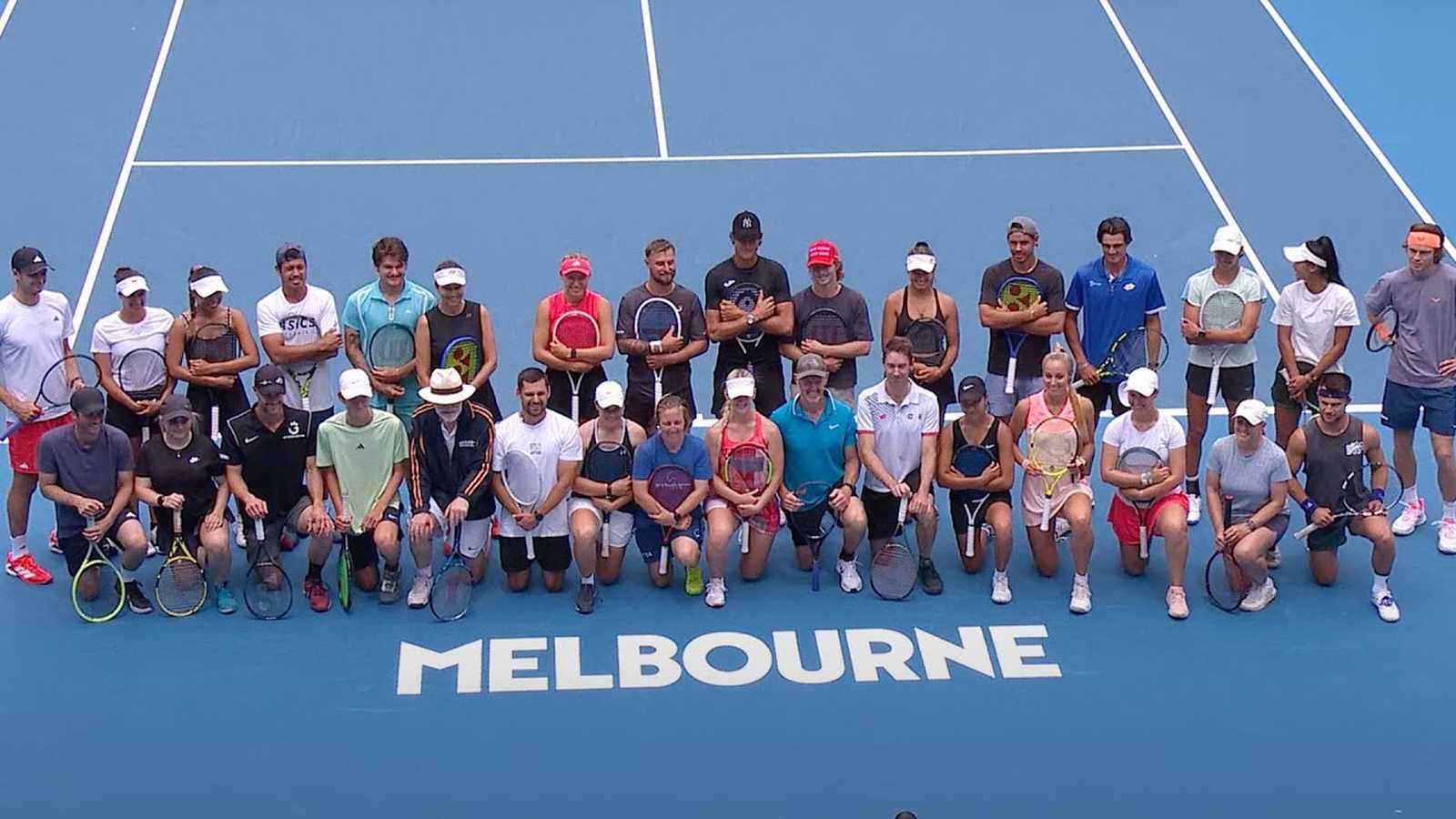 Tennis match on court