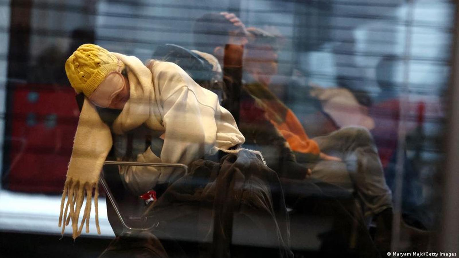 Empty airport runway in winter