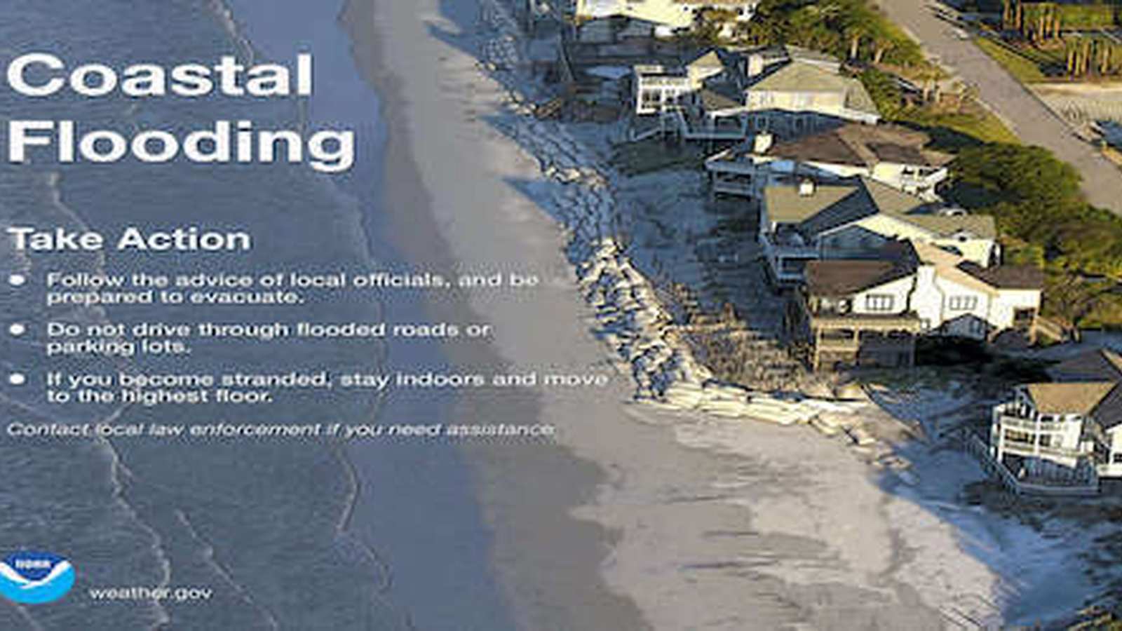 Waterfront flooding near urban area