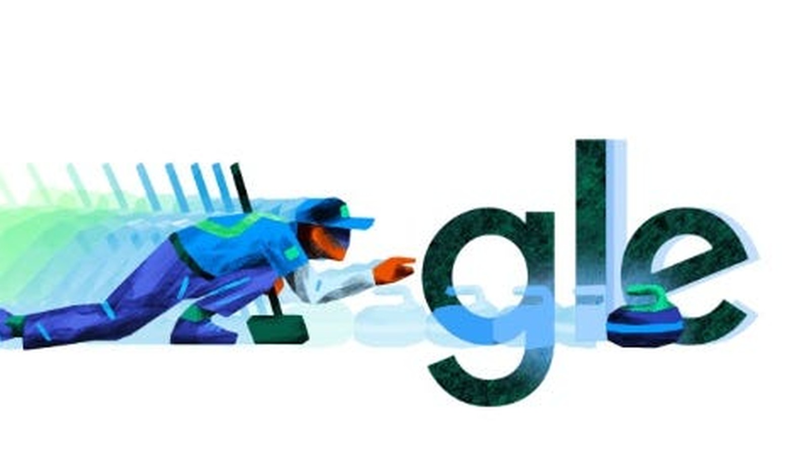 Google Doodle curling game with Olympic rings