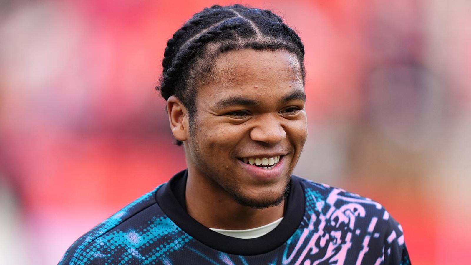 Young footballer on pitch