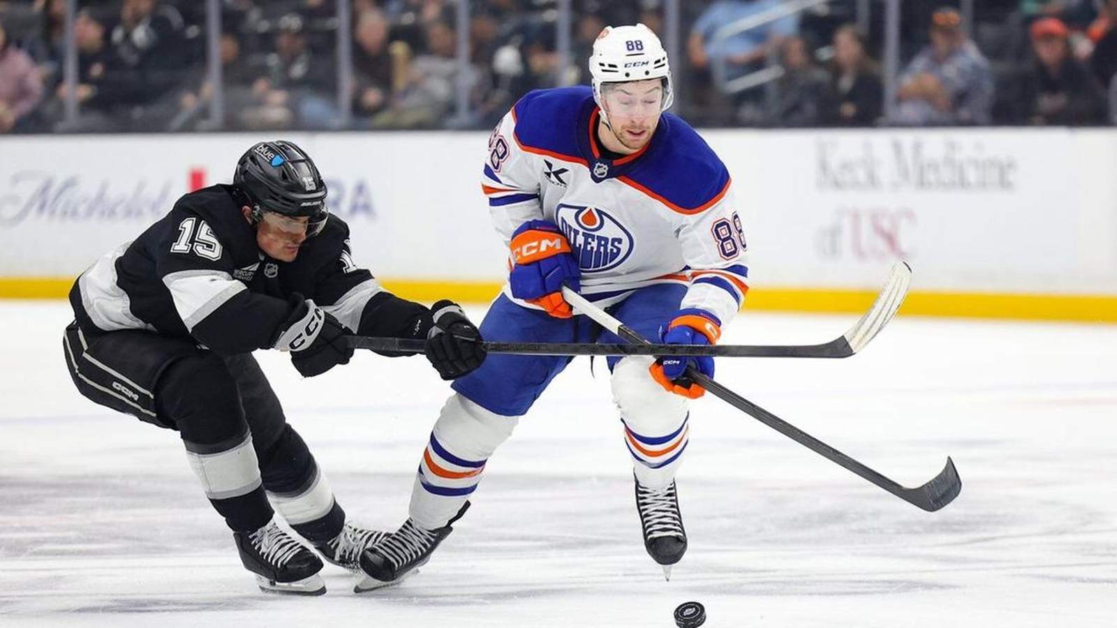 Andrew Mangiapane in Edmonton Oilers uniform