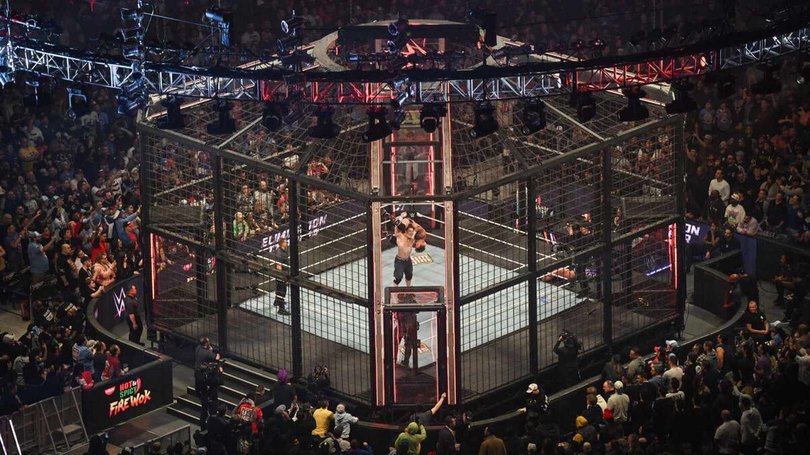 WWE Elimination Chamber steel cage interior