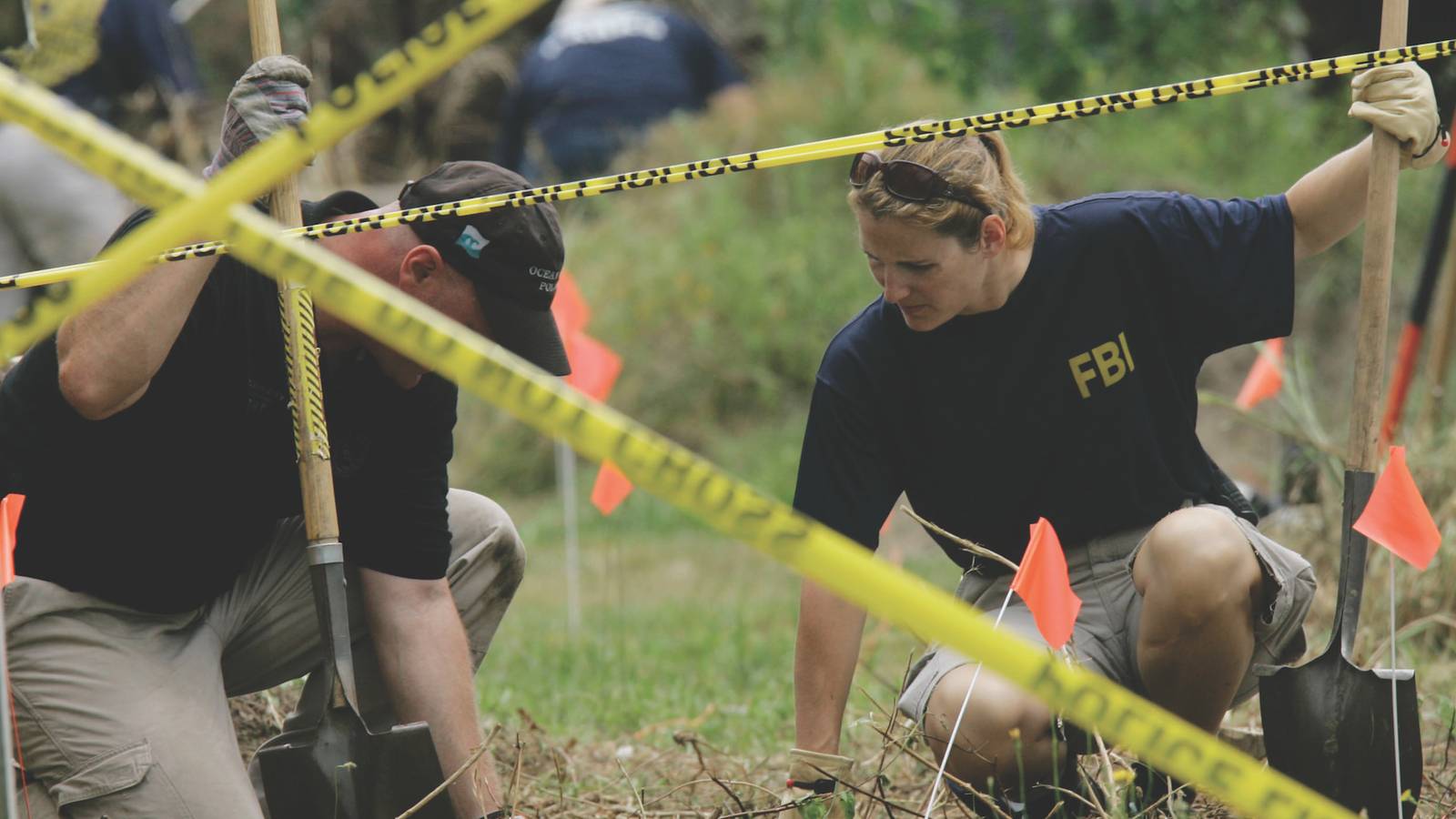 FBI seal and digital network graphic