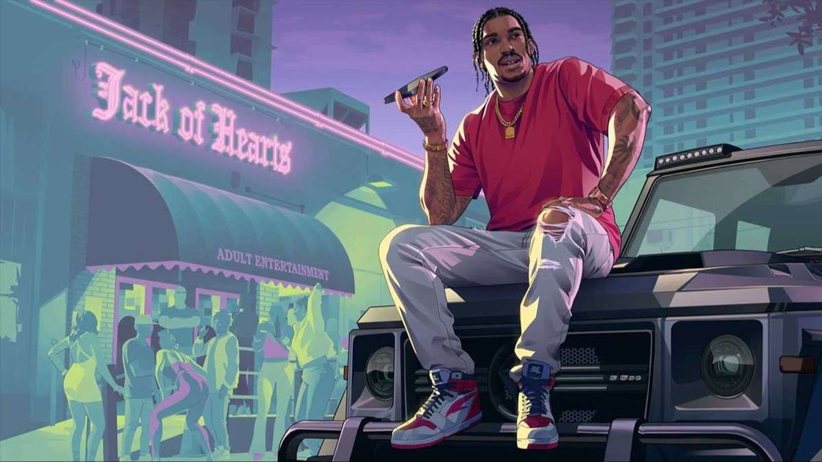 Grand Theft Auto VI logo against a digital background