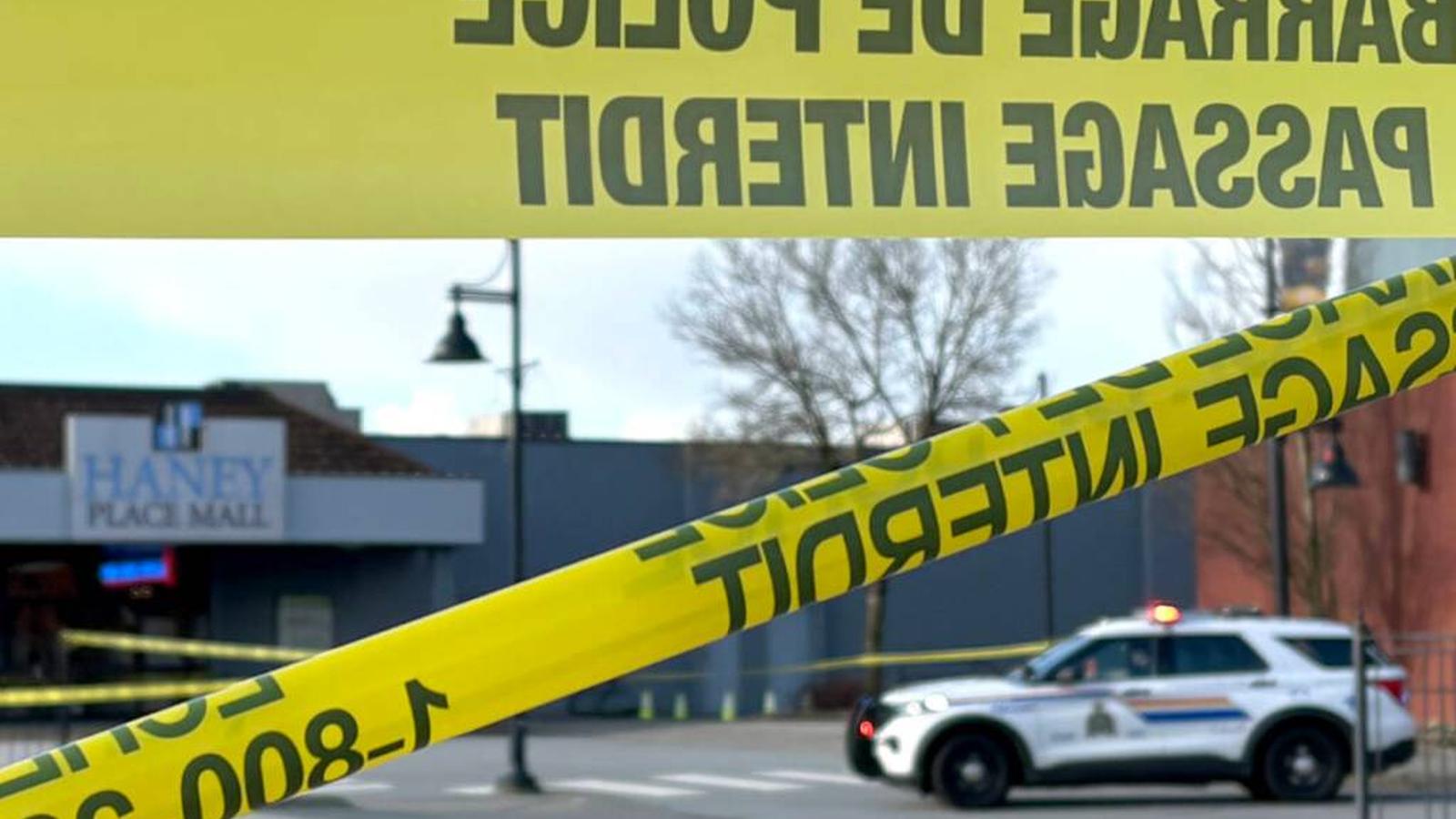 Police barricades outside Haney Place Mall