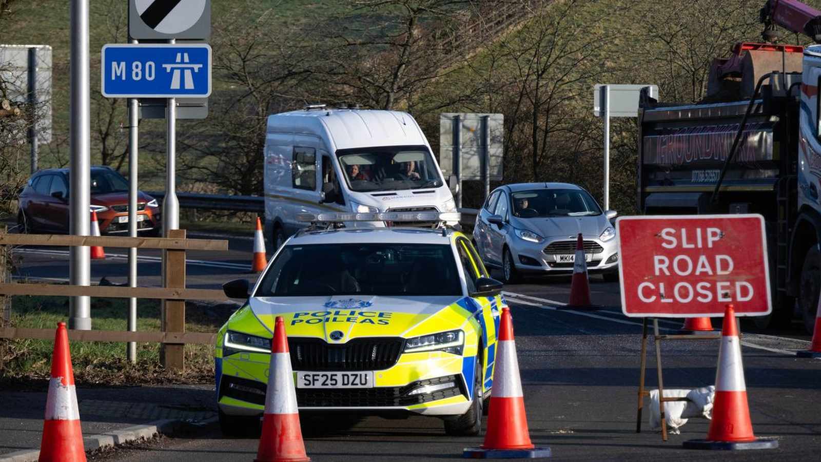Police car on M80 motorway