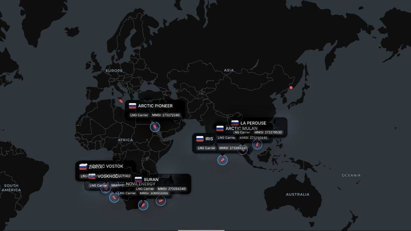 LNG carrier vessel sailing on the ocean