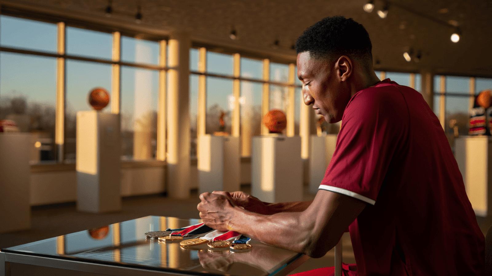 Championship ring and basketball jersey