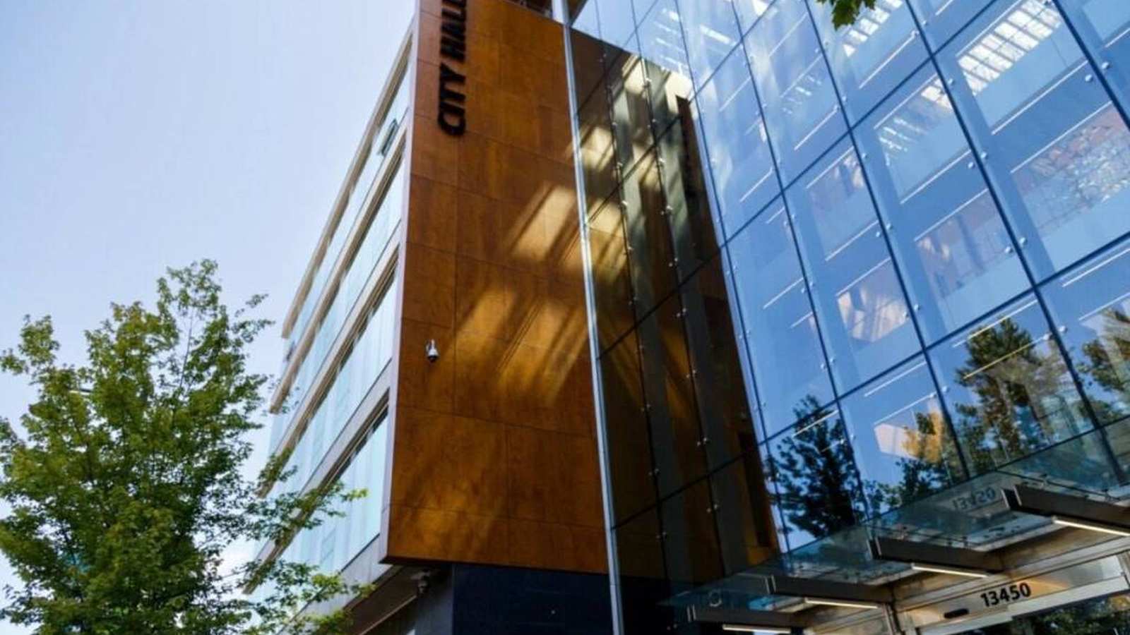 Road construction work in urban Surrey