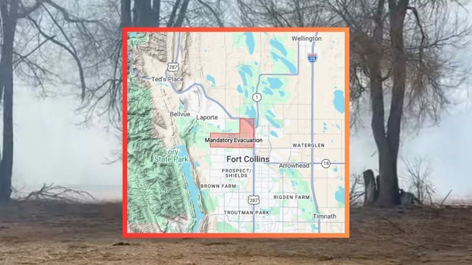 Hazy landscape with smoke