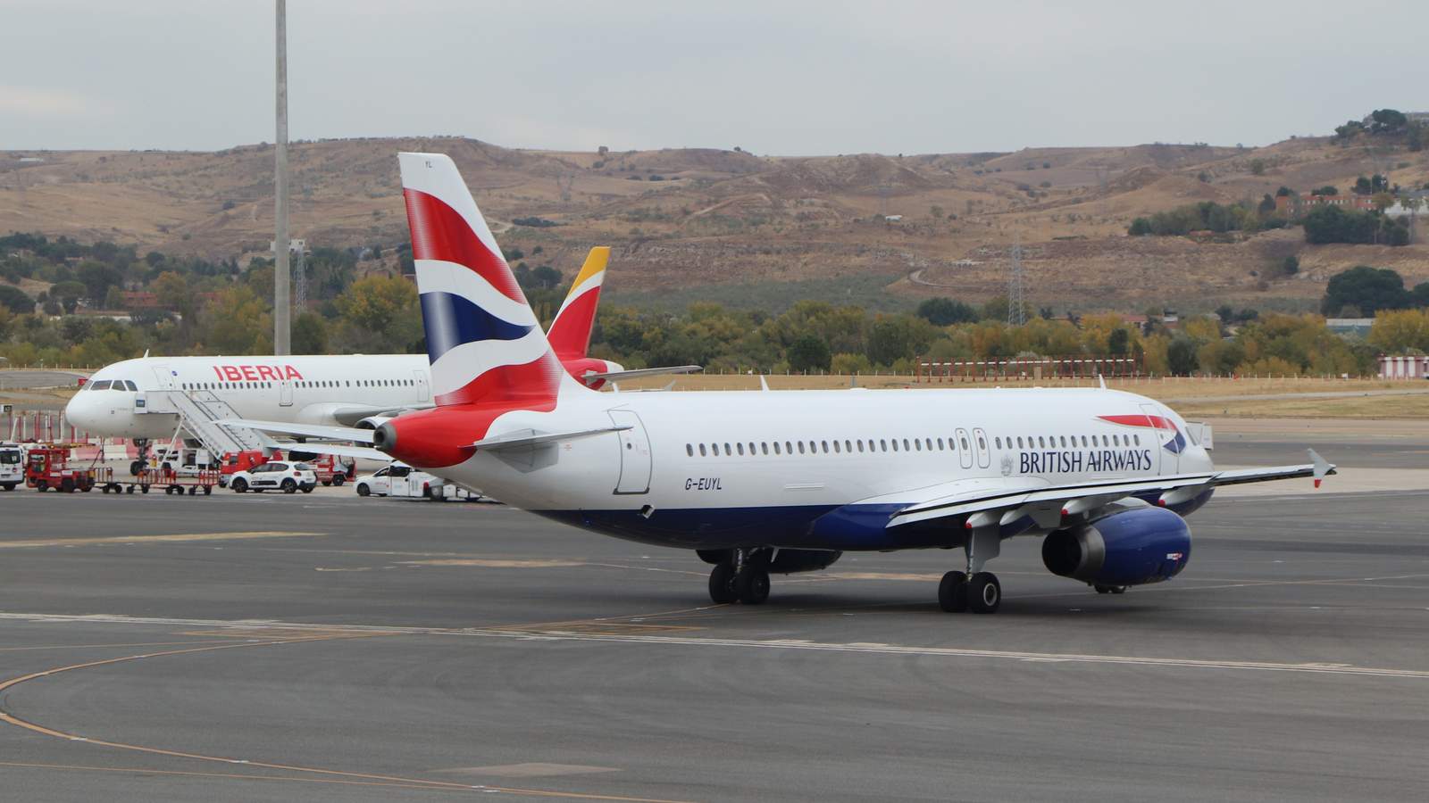 Jet airplane on airport runway