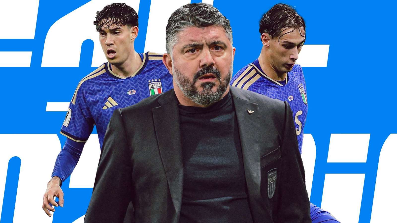 Italian football players on pitch