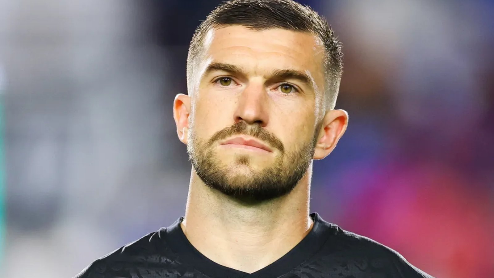 Close up portrait of professional footballer Chris Wood looking directly at the camera