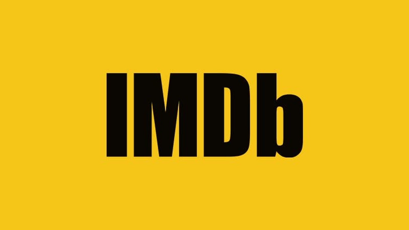 The black IMDb logo centered on a solid yellow background representing the brand