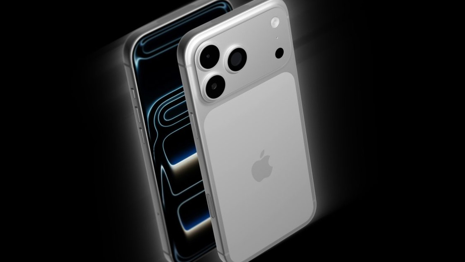 A sleek silver iPhone 18 Pro concept render showing the rear camera array