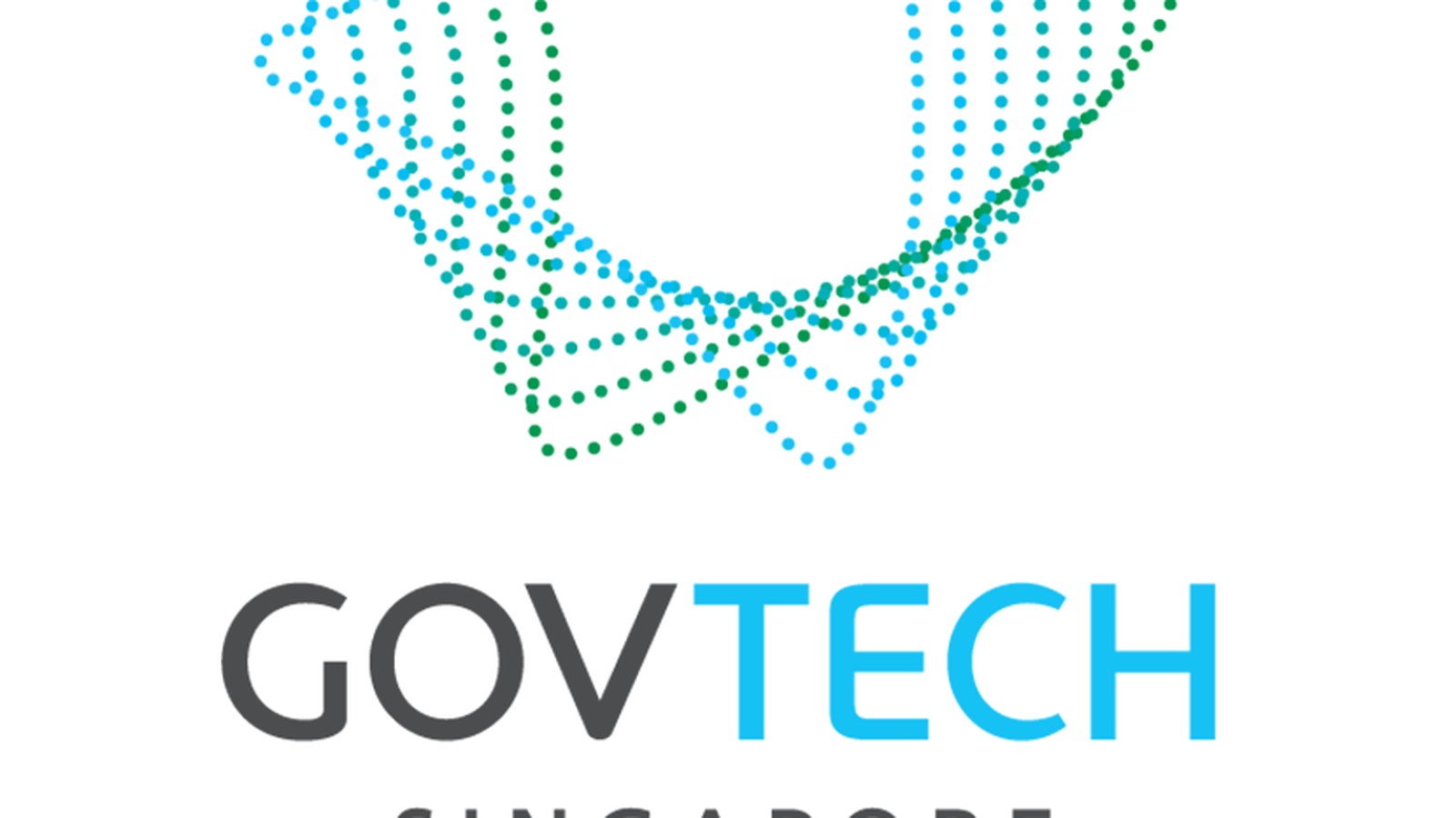 The official logo of GovTech Singapore featuring a blue and green dotted abstract shape