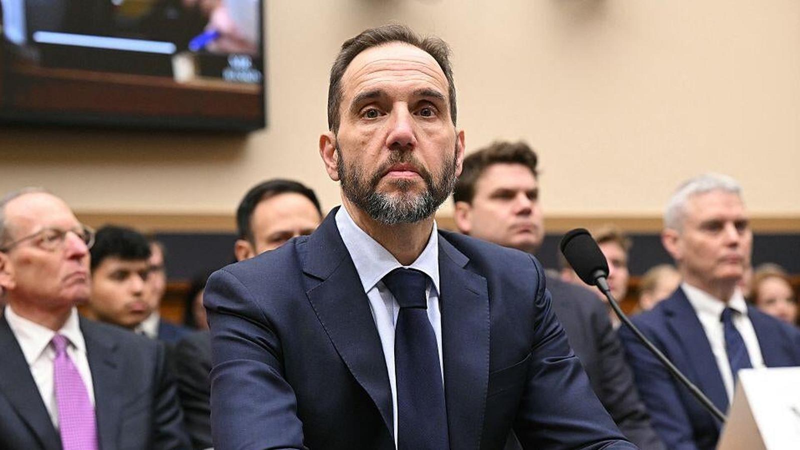 Special counsel Jack Smith sitting at a hearing table during a congressional session
