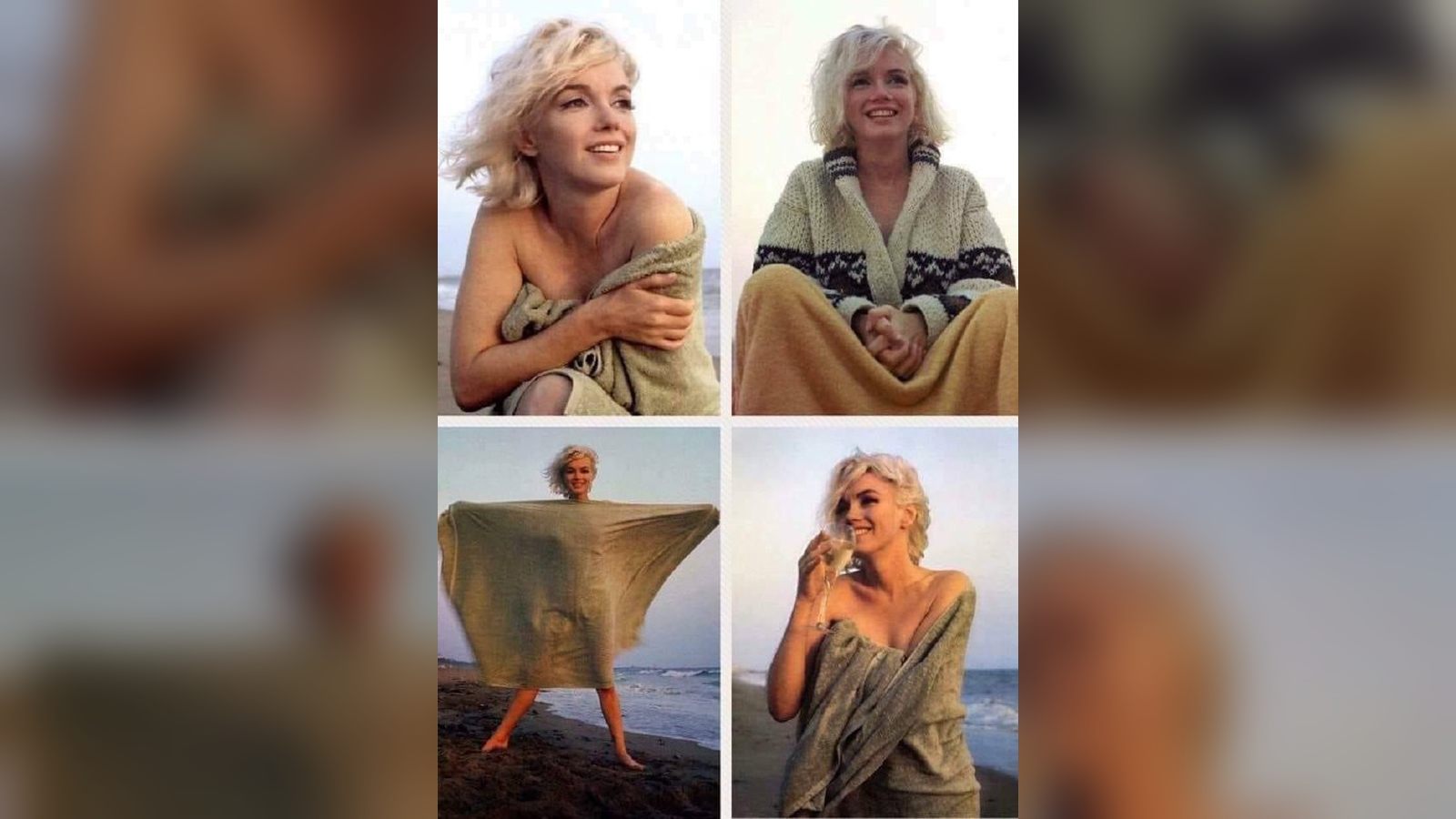 Marilyn Monroe standing on the beach in Santa Monica, July 1962, photographed by George Barris.