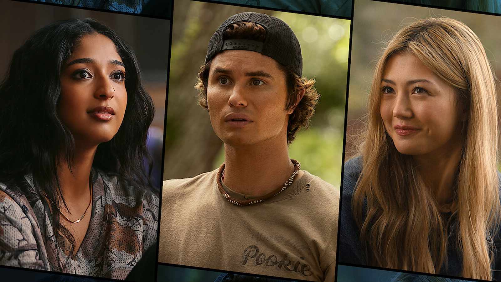 Three actors from various streaming television series featured in a collage format