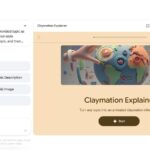 Google Gemini interface showing multi-step AI creation workflow and claymation explainer preview