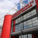 Exterior view of the Riverside Stadium home of Middlesbrough FC under a cloudy sky