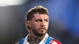 Close up portrait of Dolphins rugby player Ray Stone looking to the side