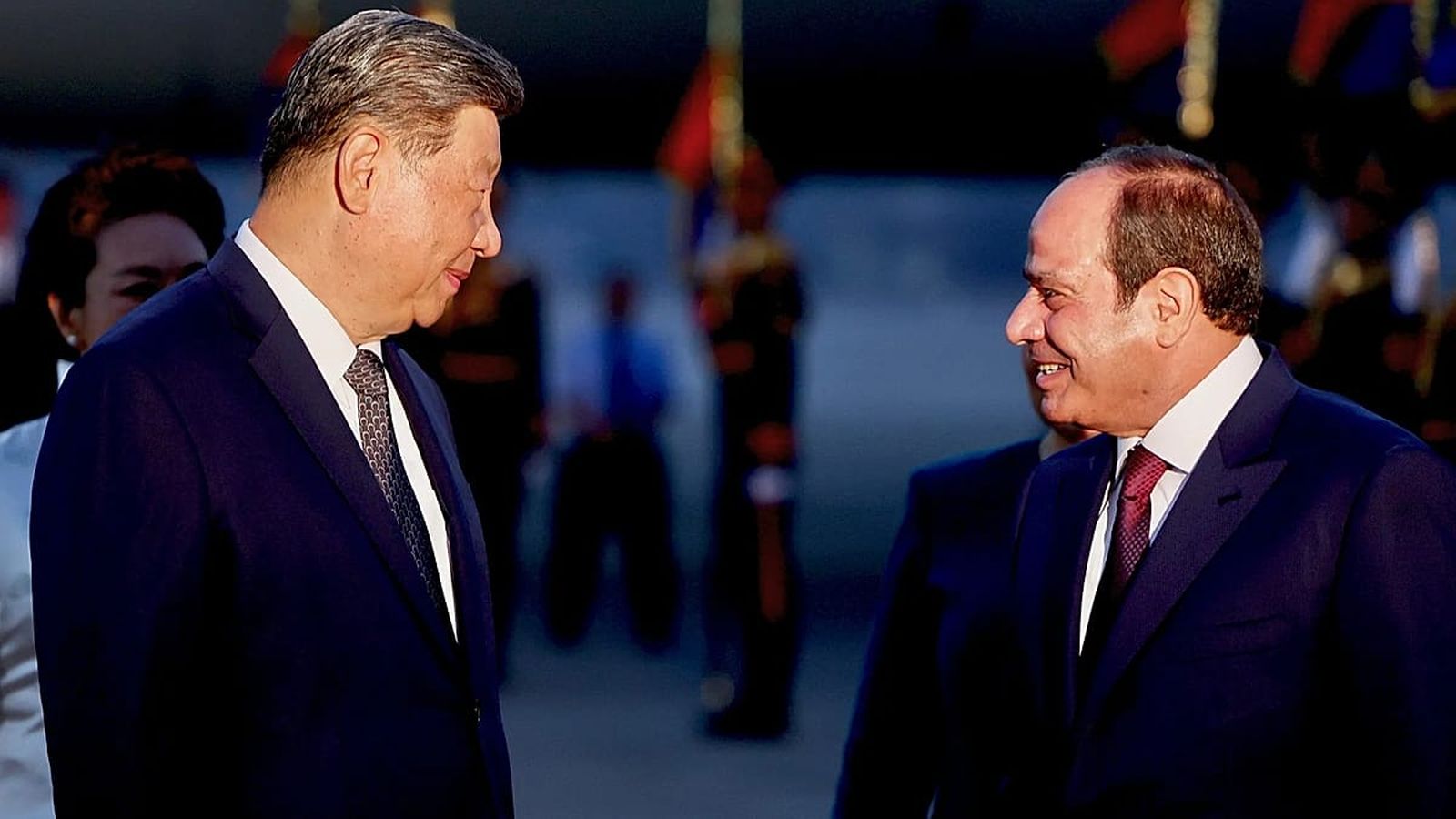 Chinese President Xi Jinping and Egyptian President Abdel Fattah el-Sisi meeting in Cairo