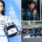 Alex Albon and team members at the Williams F1 Marina Square fan zone event in Singapore