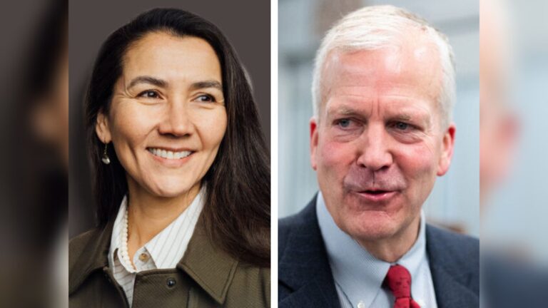 Side by side portraits of Mary Peltola and Dan Sullivan in Alaska politics