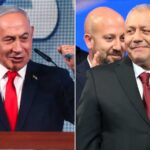 Benjamin Netanyahu and Gadi Eisenkot speaking at podiums during political events following election