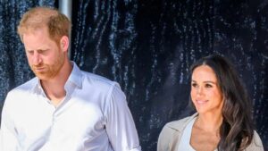 Prince Harry and Meghan Markle standing together during an appearance